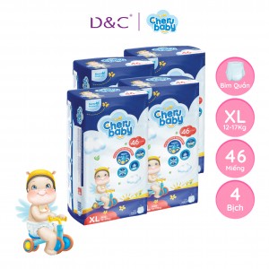 Combo 4 Bỉm Cherubaby XL quần 46 miếng  cho bé (12- 17kg)